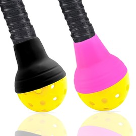 LOOEEL 2PCS Pickleball Ball Retriever,Universal Pickleball Upper Suction Cup,Silicone Pickleball Grabber and Picker,Fits Most Pickleball Paddles.-Black & Pink