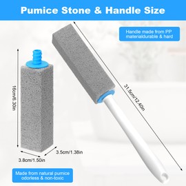 Starvortex 6 Stück Bimsstein Toilettenreiniger, Toilette Austauschbar Pumice Stone for Toilet mit 1 Griffe, Natur Bimsstein für Handgeführte Pool WC, Urinsteinentferner Fußpflege