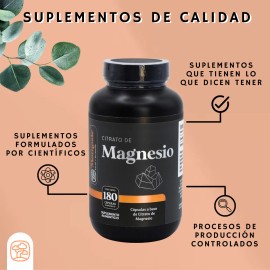Citrato de Magnesio Puro Magnesium Citrate Momosie Sin Aditivos Alta Absorcin 180 cpsulas de 500 Mg Suplemento alimenticio de...