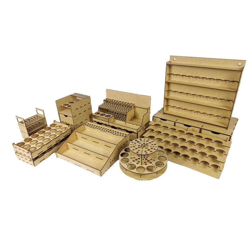 HobbyHold Wooden Organiser: 97 Slot Tool/Brush Holder for Model Making,