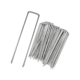 uvbws 15PCS Silver 6inch Garden Landscape Nails, Galvanized Steel Needle Rust Proof Stakes, Fixed Weed Barrier Fabric Ground Cover, Stakes for Fixing Fences and Artificial lawns.