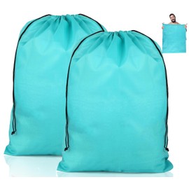 Pack of 2 Laundry Bags Travel, Foldable Laundry Bag Travel, Waterproof Laundry Bag Dirty Laundry with Drawstring, Laundry Bag for Dormitory, Laundry Room, Travel, Camping, 50 x 60 cm, Green