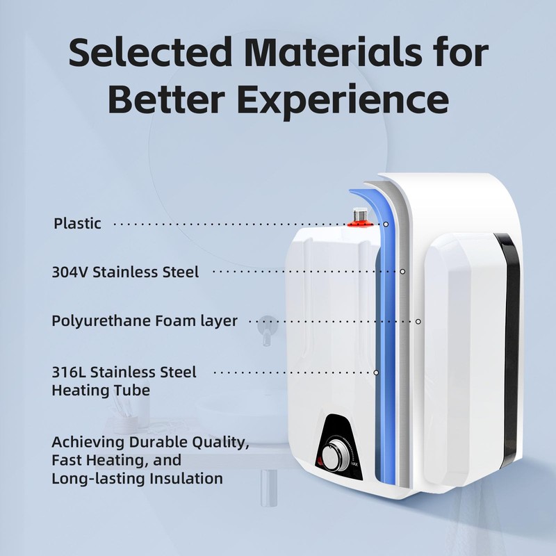 Tankless Electric Water Heater 1500W, 1.59Gal Under Sink Hot Water