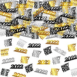 Black, Gold, Silver New Years Confetti - 1.8 Ounce 2022 Confetti | Shiny 2022 Confetti NYE Decorations | Happy New Years Confetti ​| Happy New Year Decorations 2022 | New Years Eve Party Supplies 202