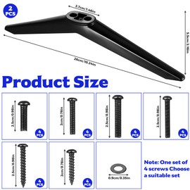 YiLUXmyyxgs 2 Pcs TV Stand Legs, Table Top TV Stand Base Replacement Bracket Feet for Most 28-65 inch LCD/LED/OLED Flat & Curved TVs, Black Television Stands Legs, with Screws and Washers