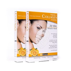 BioMiracle Vitamin C Collagen Essence, 5 Count, 20 Min Miracle Mask (Pack of 2)