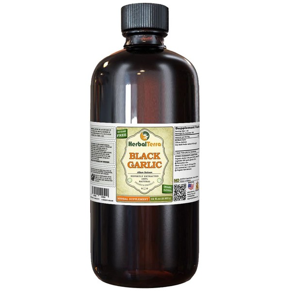 Herbal Terra LLC Black Garlic (Allium Sativum) Dried Bulb Powder Liquid Extract, Certified Organic 32 oz