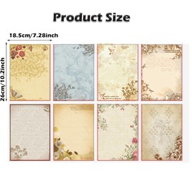 GLKTOPO 80 Sheet Vintage Floral Stationry Paper, Letterhead Writting Notes Greeting Paper for Wedding Birthday Party Invitations School Printing Handwriting Letters 7.28 * 10.2inch - 8 Pattern