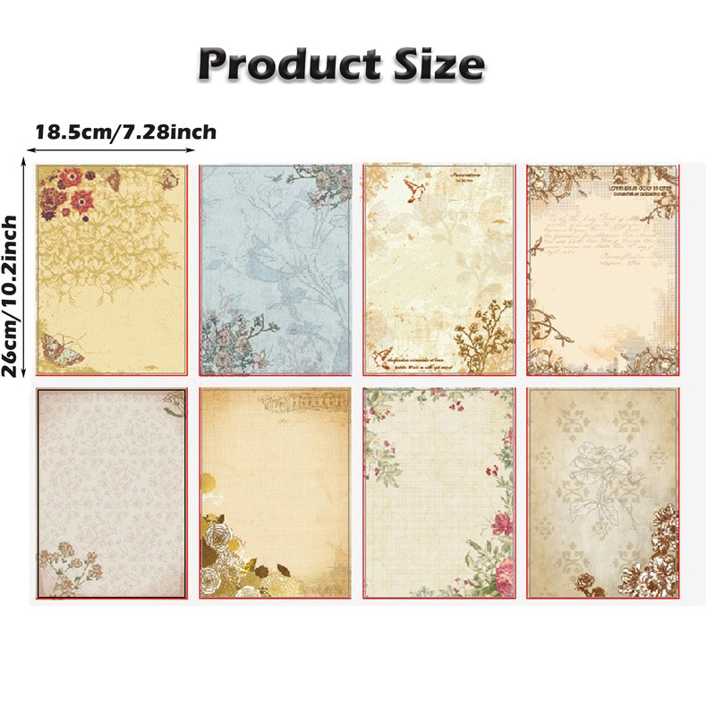 GLKTOPO 80 Sheet Vintage Floral Stationry Paper, Letterhead Writting Notes
