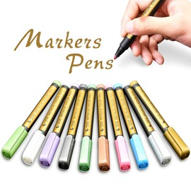 Wax Seal Pen Set, ANBOSE Wax Sealing Pen of 10 Assorted Colors for Decorating Wax Seal Stamp, Metallic Marker Pens Fit All Wax Seal Beads or Wax Seal Sticks, Ideal Tool for Letters Envelopes Wedding