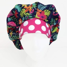 Bouffant Scrub Cap Spotted Tropical Scrub Hat OR Hats Womens Scrub Caps
