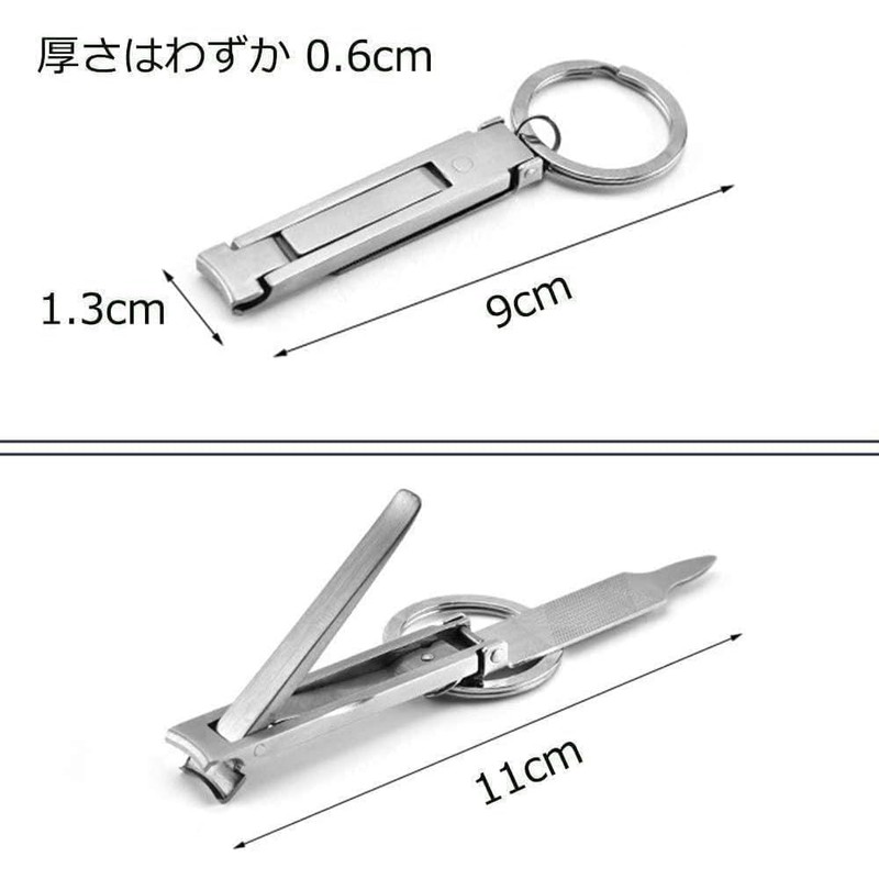 Silver Stainless Steel Nail Clippers Folding Practical Multifunctional Household Scissors