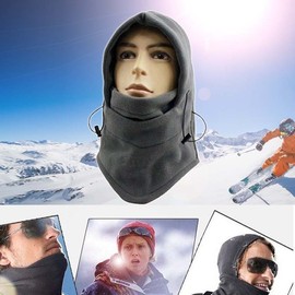Winter Hooded Neck Warmer Face Mask with Ear Flaps Bicycle Red 2ea