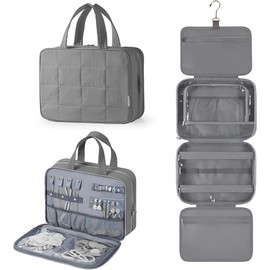 Large Toiletry Travel Bag – 4 Zippered Compartments Back Pocket Lightweight | Organizer for Women, Foldable Travel Kit for Toiletries, Cosmetics , Accessories, for Business Trips, Vacations, Gym