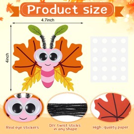 Motipuns 30 Set Fall Leaf Butterfly Magnet Craft Kit with Eyes Make Your Own Fall Crafts for Thanksgiving Festival Gifts Rewards Arts Projects Butterfly Party Favors