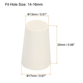sourcing map Rubber Tapered Plug 13mm to 17mm Solid Test Tubes Bungs Stopper White for Lab Home 12 Pieces