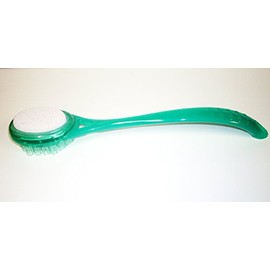 Body & Sole Elite Bath Brush with Pumice Stone -- Two-sided bath brush, soft bristled side for cleaning and massaging your back, legs, and feet, opposite side is pumice stone for exfoliating (Green)