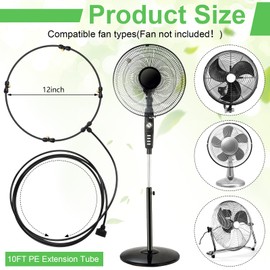 Otoolling 4 Set Outdoor Misting Fans Outside Patio Mister Ring with 10 FT Water Misting Line Brass Mist Nozzles 3/4" Brass Adapter for Cooling Patio Garden Greenhouse Breeze Connect to Outdoor Fan