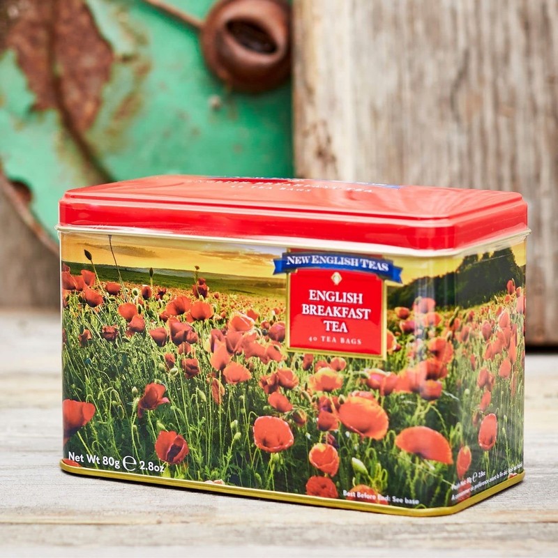 New English Teas Poppy Fields Tea Tin for Remembrance Day