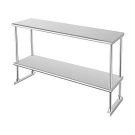 HARDURA Stainless Steel Overshelf 12X48 Inches, NSF Commercial Double Shelf for Prep Work Table in Restaurant, Home and Kitchen