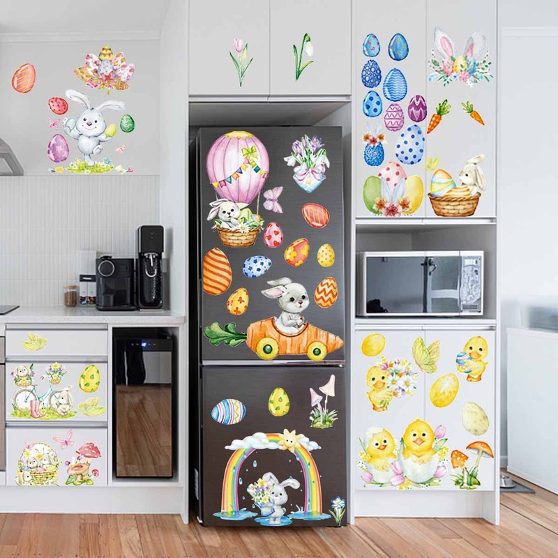 Easter Window Cling Stickers,9 Sheets Double-Sided Easter Window Decals for