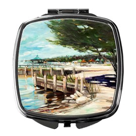Caroline's Treasures JMK1273SCM At the Pier Sailboats Compact Mirror Decorative Travel Makeup Mirror for Women Girls Gifts Pocket Makeup Mirror Folding Handheld