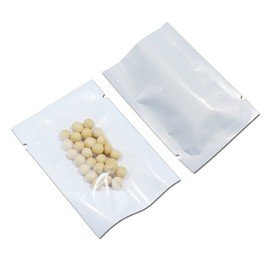 PABCK 1000 Pack 3.5x5.1 inch (Usable Size 3.1x4.7 inch) White Front Clear Open Top 2.8mil Plastic Vacuum Pouch Heat Sealable Bags for Food Storage Packets Mini Sample with Tear Notches