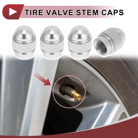 HEROFFIX 4 Pcs Mini Bullet Style Tire Valve Stem Caps Decorative Tyre Valve Dust Covers 7x17mm Silver Tone Aluminum Alloy