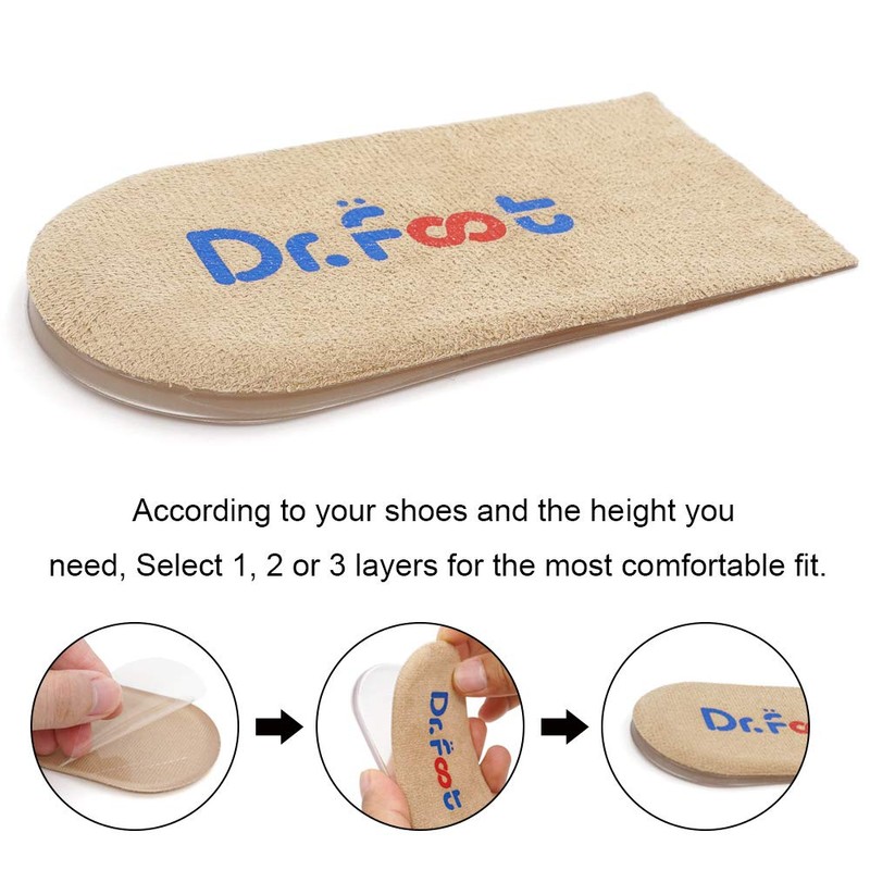 Dr.Foot Adjustable Orthopedic Heel Lift Inserts, Height Increase Insole for