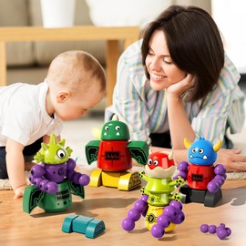 MSKOLER Magnet Robot Toys for Kids 3-5 - Magnetism Stacking Transform Boys Toys for Ages 5-7 with Storage Box, Set for Toldllers Age 3-8 Years Old Girls, Christmas and Birthday Gifts