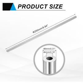 uxcell 304 Stainless Steel Tube, 4mm ID 8mm OD 250mm Length Round Seamless Straight Steel Metal Capillary Pipe Tubing for Industry DIY Projects
