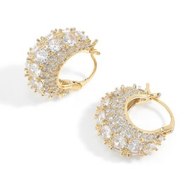 AGOUZI Teardrop Earring Lightweight Chunky Gold Hoop Earrings for Women, Hypoallergenic Earring Fashion Jewelry for Women, Yellow Gold, Cubic Zirconia