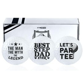 CybGene Stepdad Gifts Golf Balls Set, Cool Accessories for Golfers, Pack of 3, Multi-Layer Golf Balls - White