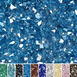 Skyflame 10-Pound Fire Glass for Fireplace Fire Pit and Landscaping, Pacific Blue Reflective, 1/4-Inch