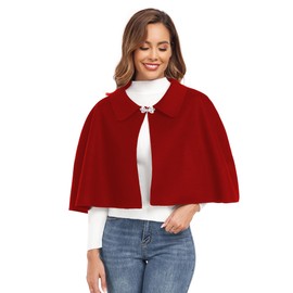 TONGFANTFL Women Capelet Shawl Short Cloak Cape Warm Poncho Fall Winter Soft Shawl Cover Up Burgundy