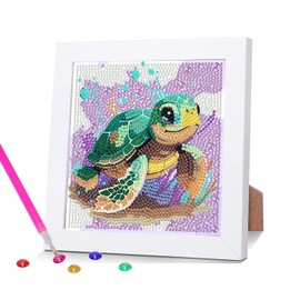 Aestalrcus Sea Turtle Diamond Art Kits for Kids with Frame, Turtle Diamond Art Painting Kits, Gem Art Crafts for Girls and Boys for Kids 5-12 Beginners Gift Home Wall Decor 6x6 inch