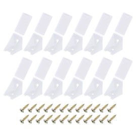 sourcing map 20 Pcs 90 Degree Plastic Corner Braces, 20x17x20mm Shelf Right Angle Brackets with Screws for Cabinets Cupboards, White