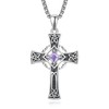 June Birthstone Cross Necklace Sterling Silver Celtic Cross Necklace for