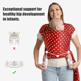 S.Leovay S.Leovay Fashion Star Pattern Baby Wraps Carrier,Comfortable Baby Wearing Wrap and Swaddle,Stretchy, Breathable,Hands-Free Design Infant Sling for Newborn to Toddler 7-35 lbs