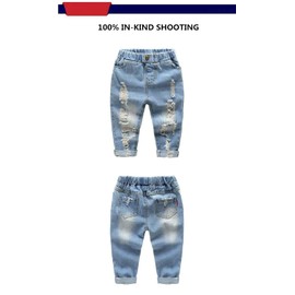 TJTJXRXR Little Baby Boys Girl Ripped Western Jeans Kids Girls Friend Style Denim Pants (7-8Years, Blue)