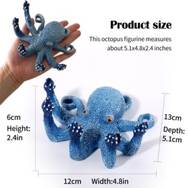 qumHmup Octopus Aquarium Ornaments Decoration, Blue Artificial Sea Life, Glowing Fingers Enhance Visual Appeal, Suitable for Various Fish Tanks
