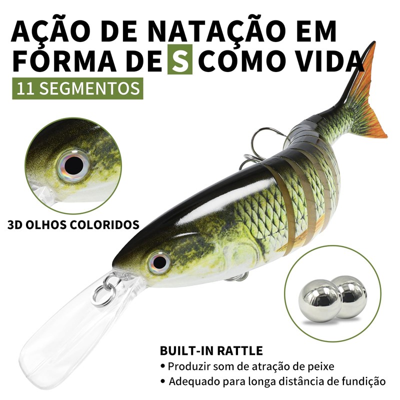 TRUSCEND Fishing Lures for Bass Trout Pike Segmented Multi Jointed