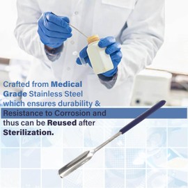 A2Z Lab Scoop Stainless Steel Spatula with Comfort Grip Handle, Micro Sampling Scoop Mixing Spoon Laboratory Measuring Spoon for Powders Gel Cap Filler -Essential Lab Supplies - 6" Length