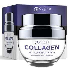 Clear Beauty Crema Hidratante Facial Nocturna de Colágeno - Reduce Arrugas y Líneas Finas, Crema de Noche - Cuidado de la Piel Coreano sin Crueldad pa