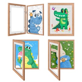 4 Pack Kids Artwork Frames Changeable 8.5 x 11 Inch Children Art Projects Children Art Frames Front Opening Picture Display Frame Holds 150 Drawings for Craft Storage, Room Decor, Portfolio, Wood