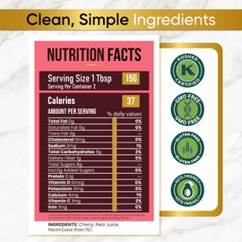 Passion Root Premium Cherry Jam, All Natural Cherry Preserves with Real Fruit - No Preservatives, Non GMO, Gluten Free, Kosher Certified - Charcuterie Board Jams and Spreads, 11.2 Ounces