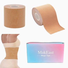 MakEast Extra Wide Kaotic Magic Tape for Stomach, Belly Tape, Stomach Tape for Belly Fat, Body Stomach Compression Tape, 3 inch x 5.5 Yards 2 Rolls Beige