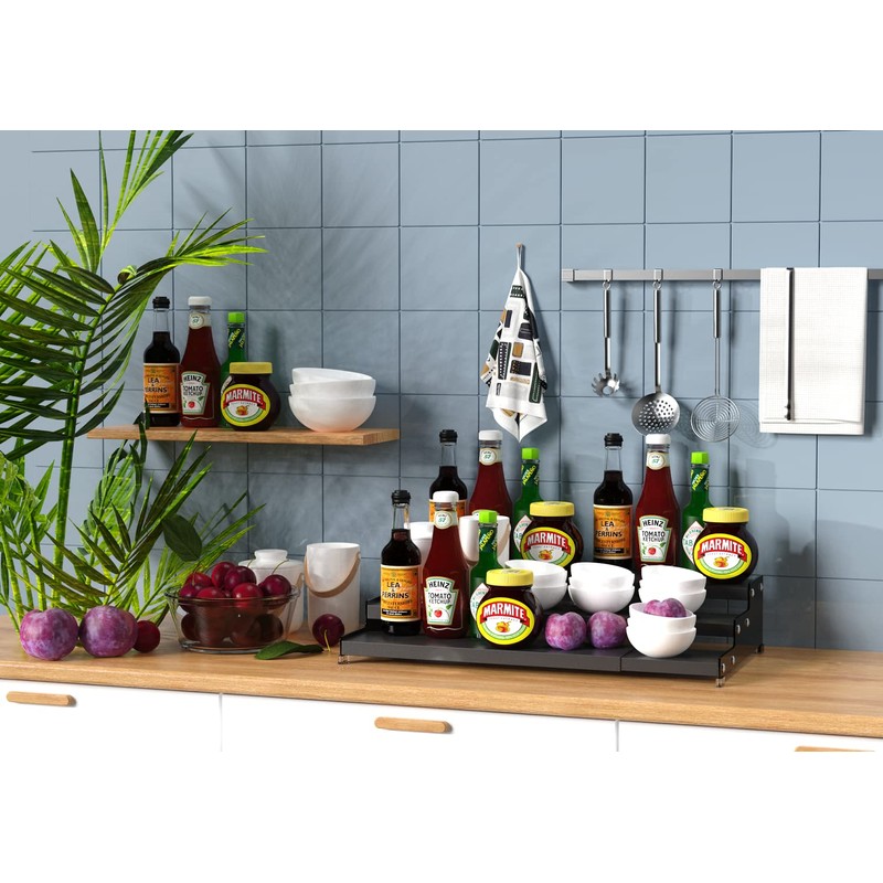 Jojocross Spice Rack Organizer for Cabinet, 3 Tier Expandable Spices