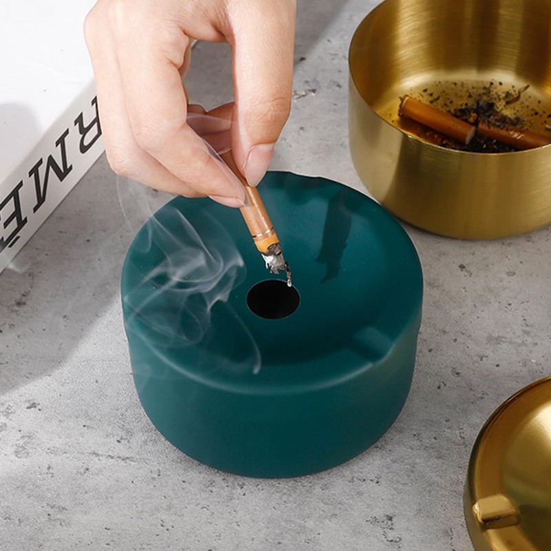 Hanlongyu Smokeless Ashtray for Outside Patio Waterproof, Stainless Steel Metal