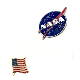 NASA USA Flag Meatball Logo Metal Enamel Pin Badge Space Exploration Apollo Gemini Mercury United States of America Metal, Metal